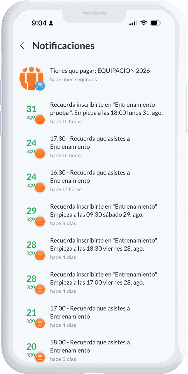 Las notificaciones del club en la app de SportMember
